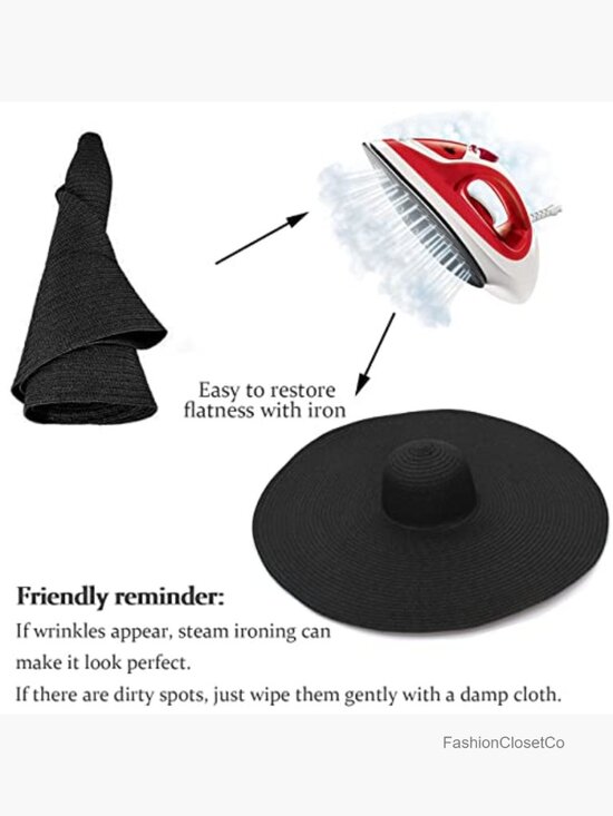 Oversized Wide Brim Sun Hat, Handmade Raffia Straw, Foldable UV Protection